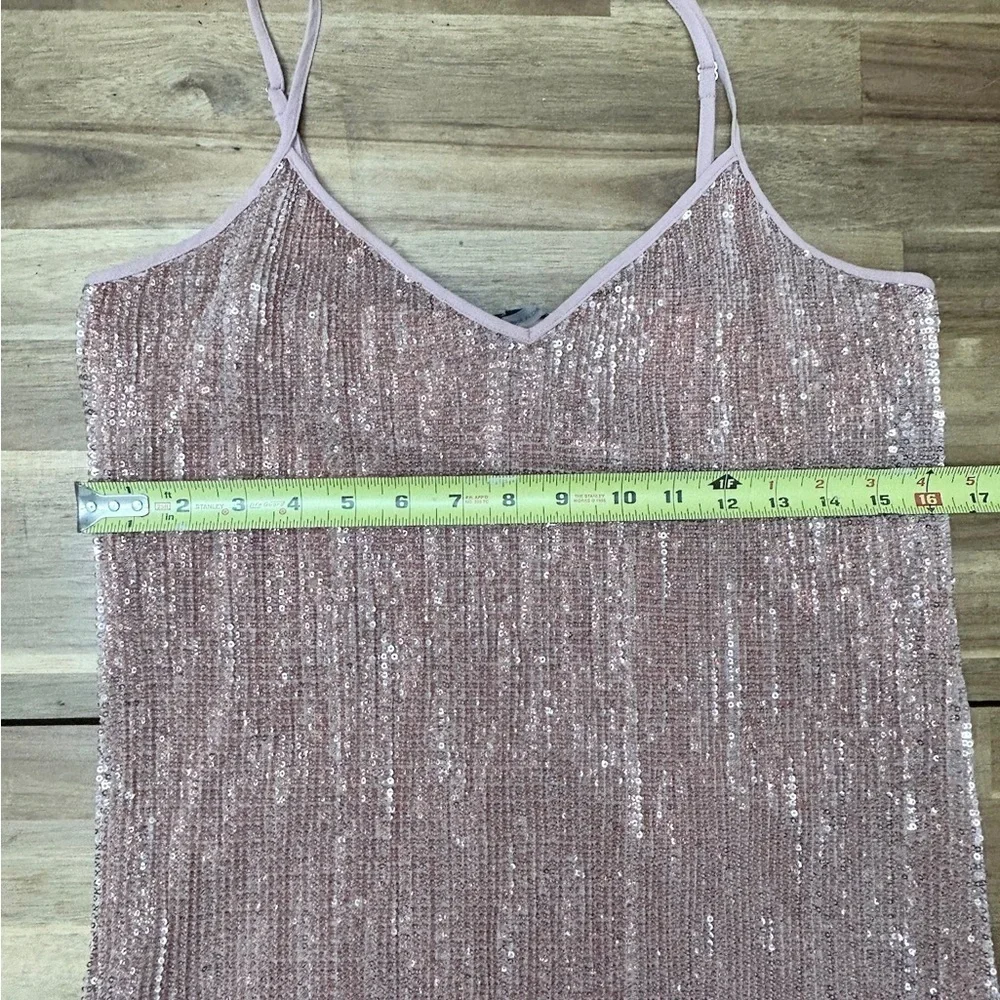 1. STATE Dramatic Pause Lustre Sequin Midi Slip Dress Pink Rose Gold Nude Sz Sm